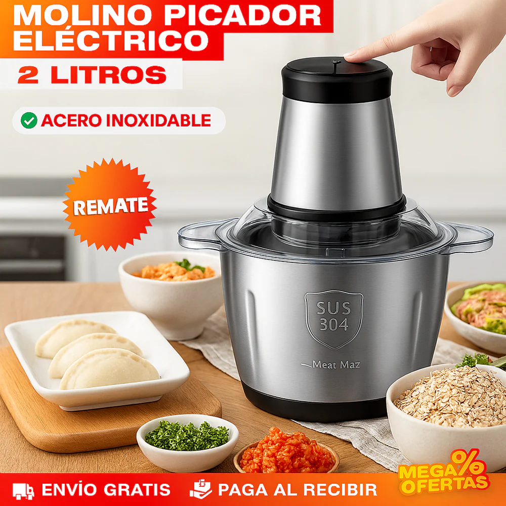 MOLINO PICADOR ELÉCTRICO ACERO INOXIDABLE 🔥2 LITROS🔥 (TAMAÑO GRANDE) Loja Equador