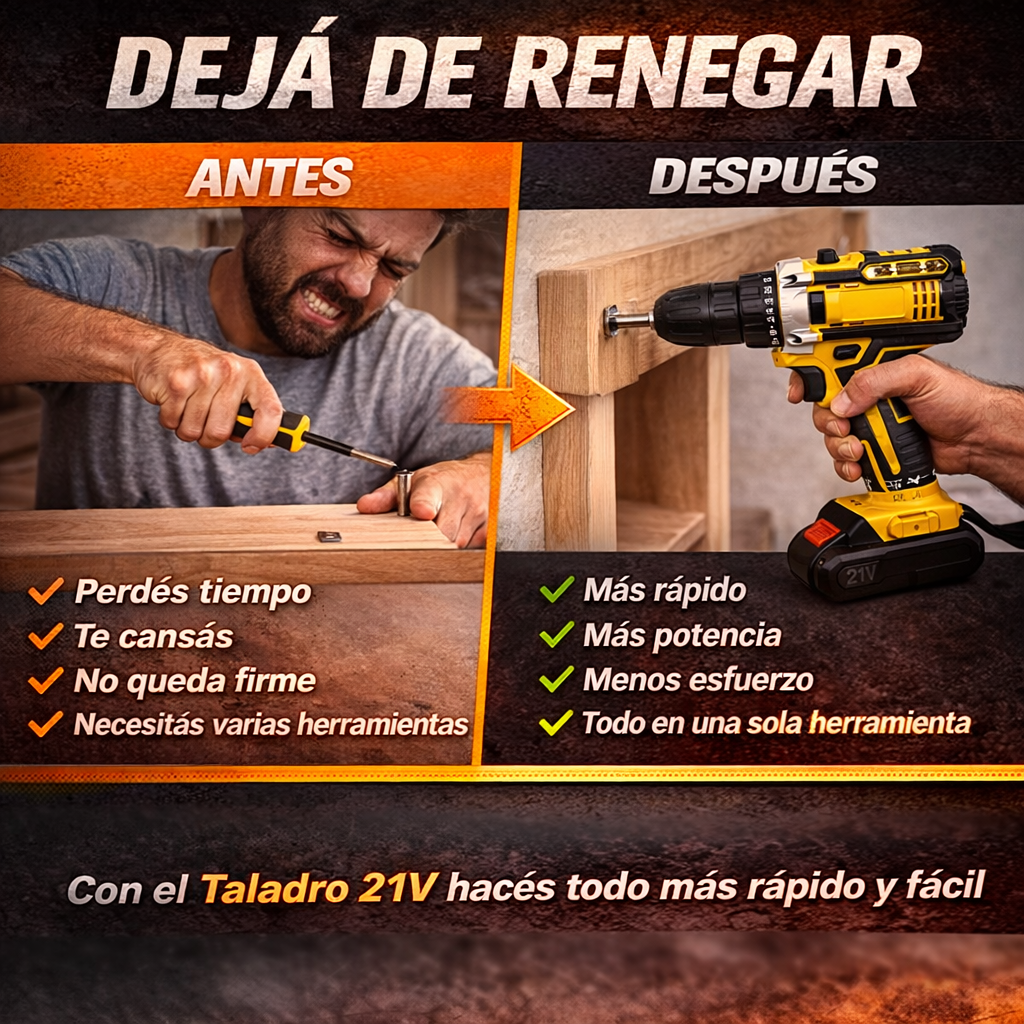[PROMO] Taladro Inalambrico Industrial - 2 baterías + maletín + accesorios 🔥 Tienda